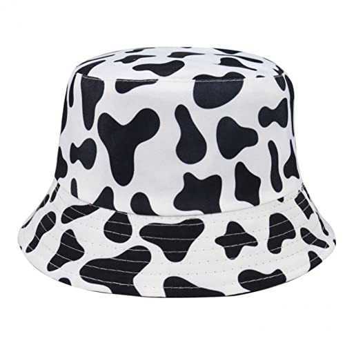 Vepoty Bucket Hat Reversible Double-Side Fisherman Cap Cute Cow Print Beach Sun Hat Travel Casual Cap for Unisex