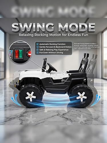 Image of WishmasterKids Driving Electric Ride-On Car for Boys & Girls 2-6 Years Big Wheels, Single Seat, Music & LED Lights | Off-Road Adventure Jeep | 6 Month Warranty | Gift for Birthday