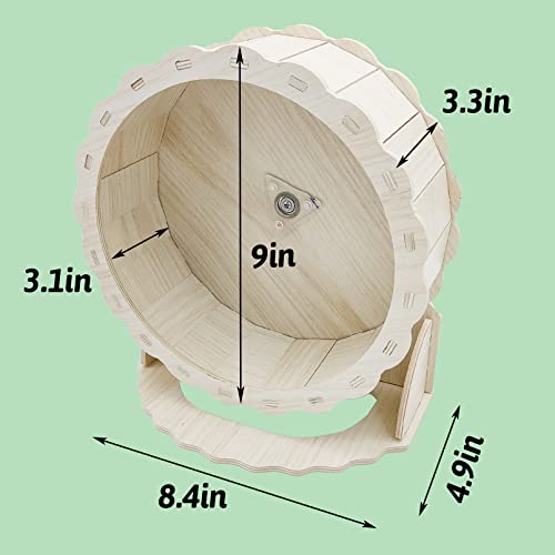 Bnosdm Wooden Hamster Exercise Wheel Silent Hamster Running Wheels With Stand Adjustable Quiet Small Animal Wheel Spinner Toy For Syrian Hamster Gerbil Mice Rat Hedgehogs (9 Inch) #TOP5