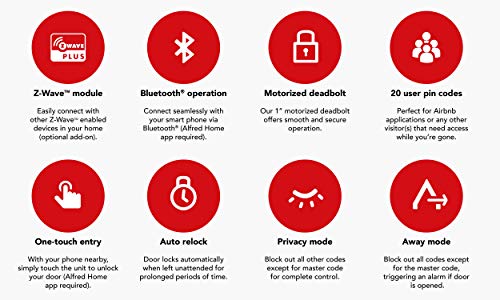 ALFRED Touchscreen Keypad Pin + Key Entry Smart Door Lock Combo with Wi-Fi Connect Bridge & Key (DB2W-B-GL) Gold Combo by ALFRED - Image 2