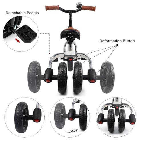 Image of XPIY Tricycle for Toddlers 2-5 Years, 3 in 1 Folding Bike with Pedal & Seat