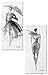 Gango Home Décor Trendy Runway Fashion Model Sketch Panel Sets by Anne Tavoletti; Two 8x18in Paper Posters