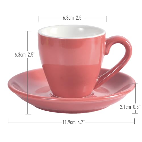 ionEgg Porcelain Espresso Cup with Saucer And Stainless Steel mini Spoons, Espresso shot Cup, 80ml/2.7Oz, Pack of 2, Pink by ionEgg - Used condition - Image 3