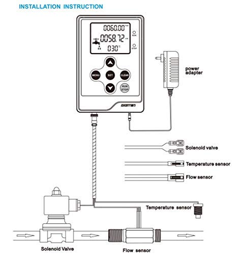 DIGITEN LCD Display Water Flow Control Meter Liquid Quantitative Controller + G1/2" Fuel Flow Meter Oil Flow Sensor Gasoline Diesel Milk Gear Meter - Thumbnail 6