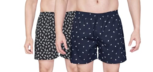 Image of Nermosa Men's Cotton Printed Soft Regular Boxer Shorts | Pack of 2