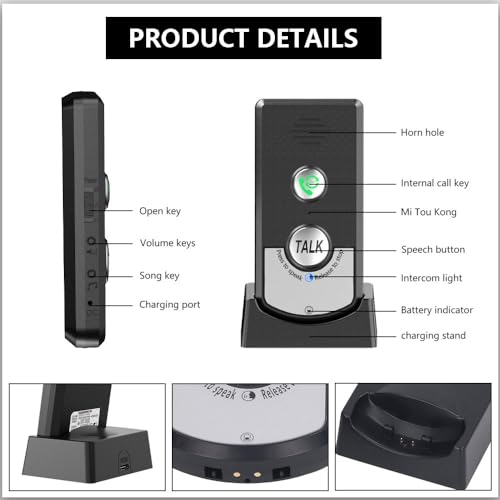 ZOYDP Gegensprechanlage Funk, Drahtlose Intelligente Sprach Gegensprechanlagen, 2 Wege Anruf Funk Gegensprechanlage, Zwei-Wege-Kommunikation, Gegensprechanlage Haustelefon für Patienten Senioren