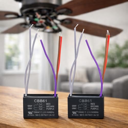 Image of Podoy CBB61 Ceiling Fan Capacitor 4.5uF+6uF+6uF 5 Wire (2 Pack)