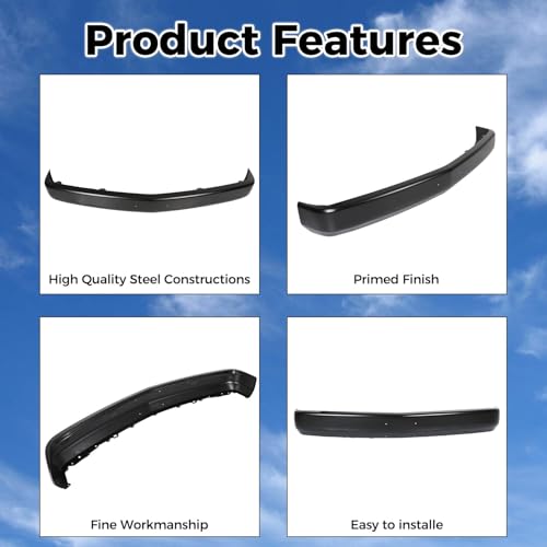 Kojem Front Primed Bumper Face Bar Compatible with 1988-2000 C1500 C2500 C3500 K1500 K2500 K3500 Tahoe Blazer Suburban Yukon Cadillac Replacement For GM1002168 15607509