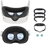 3PCS Pad de couverture visage pour Oculus Quest 3S - Interface faciale élargie, Pad en soie glacée, PU Coussin de visage en cuir, remplacement de la mousse de visage à mailles, VR Set d'accessoires pour Meta Quest 3S