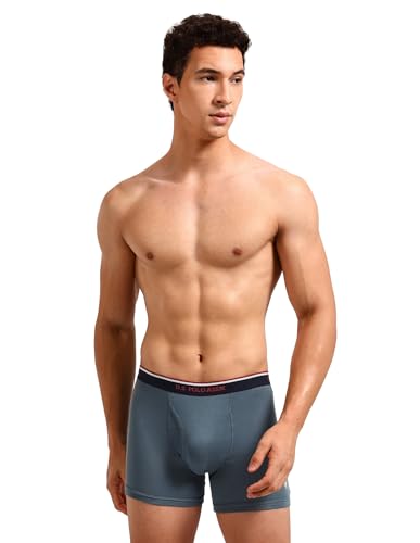 Image of U.S. Polo ASSN. Men's I667 Ribbed Cotton Mid Rise Underwear Trunks - Pack of 1