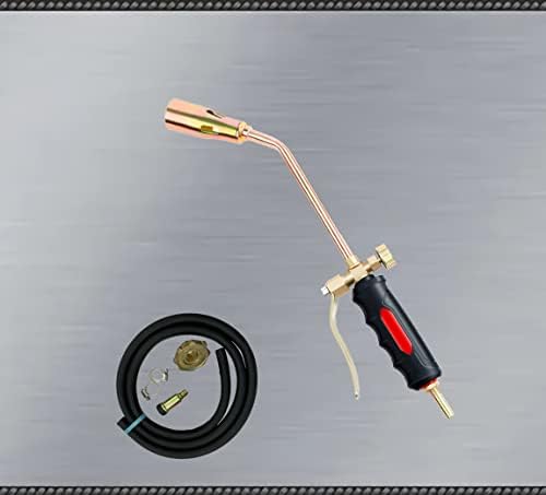 A propane torch can be used for a variety of purposes, such as melting ice, welding. It has a 4-foot-long hose, and it can also be used as a torch kit for a fireplace and burning charcoal.