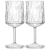 Koziol Superglas Club No. 9, 2 pièces, 200 ml, verre à vin avec pied en plastique cristallin, luxueux, incassable, réutilisable, fête, camping, set de 2 pièces
