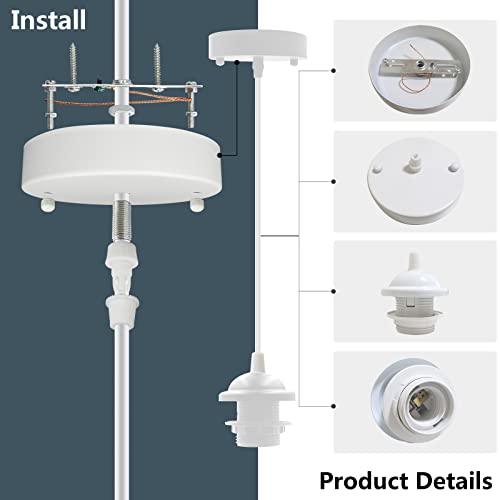 Vtyxctigj Industrial Mini Pendant Light Kit, Edison Retro Pendant, Ul E26 Lamp Socket Vintage Pendant Light Cord, Mini Ceiling Hanging Light Fixtures, Adjustable Hanging Light Kit For Kitchen (White) #TOP6