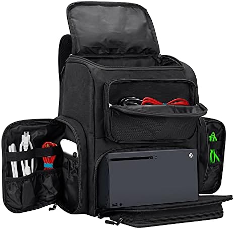 Trunab Travel Carrying Backpack Compatible with Xbox Series X, Storage Case Bag with 2 Inner Spaces for Xbox Game Console and Other Gaming Accessories