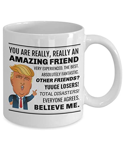 JOJIUART 11oz Ceramic Coffee Mug Funny Trump Friend Mug,You Are Really An Amazing Friend, Blieve Me! Novelty Coffee Mark Mugs Cup Gift for Christmas Special Holiday Birthday,A05