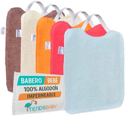 TENDS Pack of 5 Waterproof Baby Bibs with Elastic Band - BL...