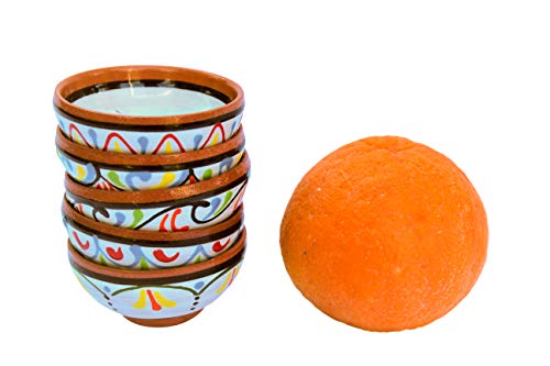 Cactus Canyon Ceramics Very Small Spanish Terracotta 5-Piece Very Small Mini-Bowl (Pinch Bowls) Set, White #TOP4