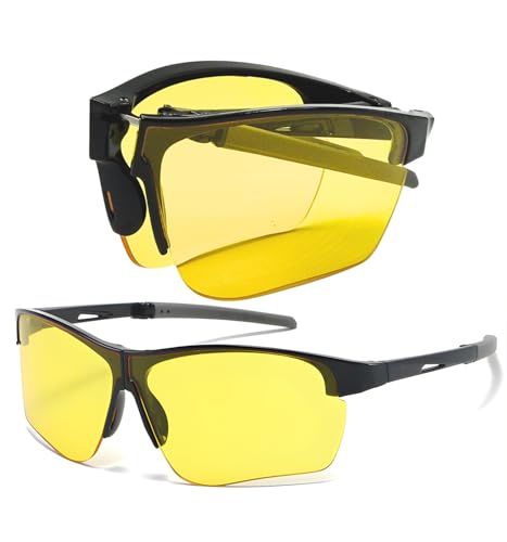Image of Foldable Sports Sunglasses for Cricket Riding Driving Cycling Anti Glare Rimless UV400 Protected Goggles for Men Mirrored Shades for Man Stylish Branded Night Driving Glasses