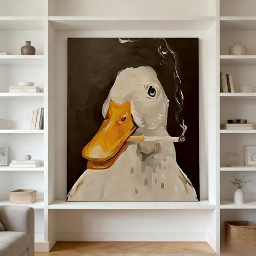 Affiche canard fumeur vertical : l'humour rustique parfait pour vos WC et bains