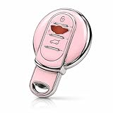 Key Case Compatible with BMW MINI COOPER & COUNTRYMAN.With a delicate look and elegant texture, providing protection and a stylish touch for your car key (pink)