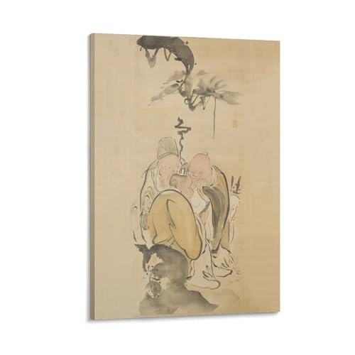 The Three Laughing Men Ike Taiga peinture sur toile moderne 20x30 cm