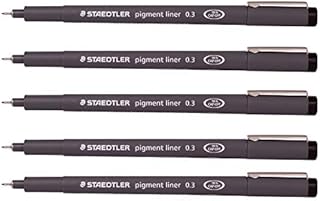 Staedtler 0.3 mm Pigment Liner Fineliner Sketching Drawing Drafting Pens Pack of 5