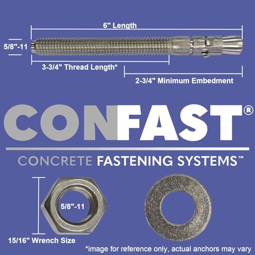 Image of CONFAST 5 /8 inch x 6 inch Stainless Steel Wedge Anchor (20 per Box)
