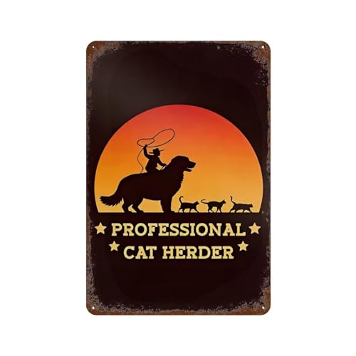 Professional Cat Herder Retro Vintage Western Metal Tin Sign 8x12 Inch Wall Decor Plaque for Garage Bar Home