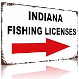 Indiana Fishing Licenses Directional Arrow Metal Sign
