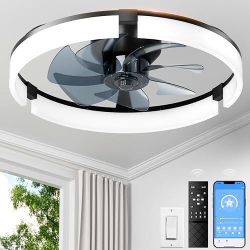 PACOVY Ceiling Fans with Lights and Remote 20 Inch, 3200LM LED & 6-Speed Fan, Low Profile Ceiling...