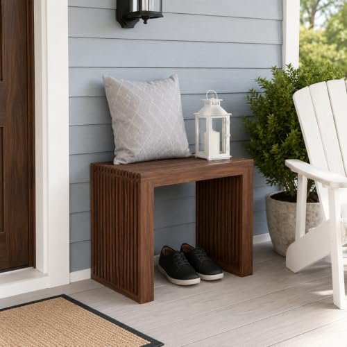 Image of APRTAT Bamboo Dining Bench 17-Inch Indoor Wood Shoe Rack Bench for Entryway