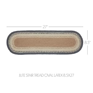 VHC Brands Jute Stair Tread Latex, Jute Entry, Living Room Stair Tread, Braided, Farmhouse, Finders Keepers Collection, Oval 8.5x27, Stone Grey VHC Brands Jute Stair Tread Latex Jute Entry Living Room Stair Tread Braided Farmhouse Finders Keepers Collection Oval 85×27 Stone Grey