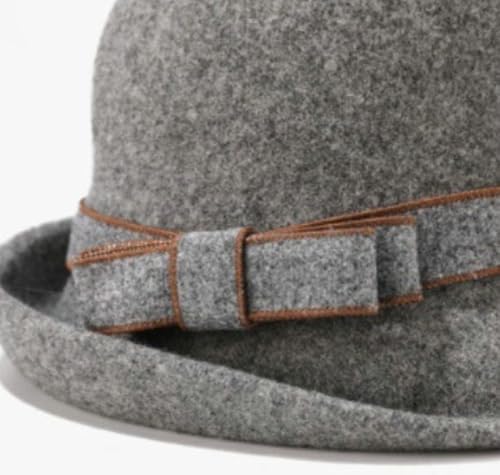 Women Vintage Felt Cloche Hats Winter Fall Solid Fedora Bucket Caps Elegant Bowler Hat Bowknot