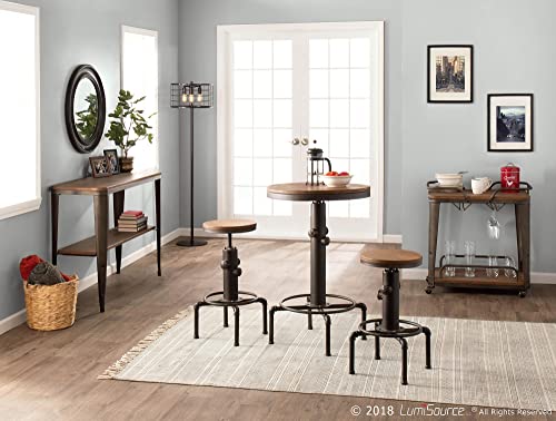 Hydra Industrial Bar Table In Vintage Antique Metal And Brown Wood-Pressed Grain Bamboo By Lumisource #TOP7