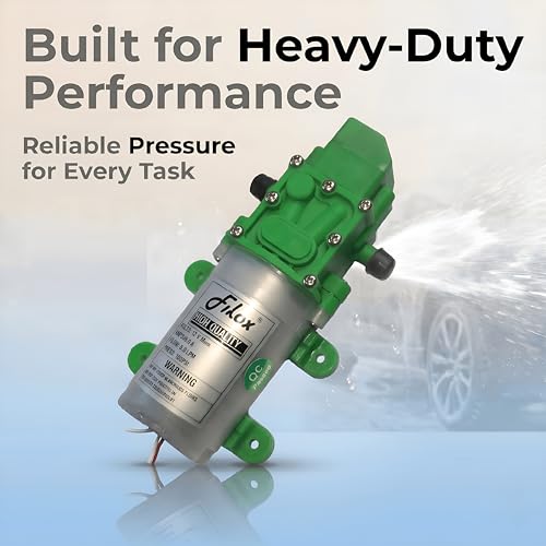 Image of Filox 12V DC High Pressure Water Pump 125 PSI | Automatic Cut-Off Diaphragm Pump Motor | Battery Sprayer Pump, Car Wash Pump, Agriculture Spray Pump, 12 Volt DC Water Motor