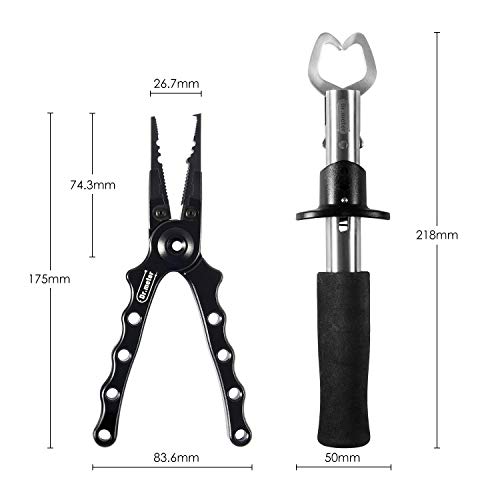 Dr.meter Aluminum Fishing Pliers, Saltwater Resistant Fishing Gear, Tungsten Carbide Cutters Split Ring Pliers Hook Remover Fish Holder With Fishing Gripper And Fishing Gloves, Fishing Gifts For Men #TOP1