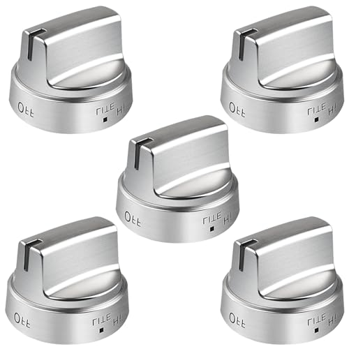 WB03X24818 Stainless Steel Knob Replacement for GE Gas Range Fit GE Stove Knobs WB03X24818 4363588 AP5989029 PS11729081 Gas Stove Knobs Replace LDG3016ST JGB645EEK1ES JGB660EEJ1ES 5 Pack