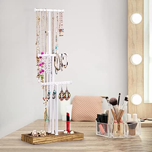 Love-KANKEI Jewellery Stand/Necklace Holder with Adjustable Height Max 23 inch -Metal Jewellery Holder with Large Capacity for Necklace, Bracelet,and Earrings Storage, Carbonized Black