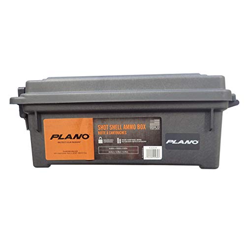Plano Field Ammo Box Shot Shell Black, Lockable Ammunition Storage Box with Heavy-Duty Carry Handle, Compact Plastic Ammo Crate, Water-Resistant Protection, Holds 4 Boxes of Ammo