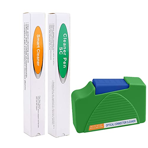 Duogalia - Fiber Cleaner Optical Tools Kit Includes 1 Pack Cleaning Pen for 2.5mm SC/ST/FC Connector, 1 Pack 1.25 mm Cleaing Pen for LC/MU Connector and 1 Pack Cleaning Box for FC & SC & LC End Faces