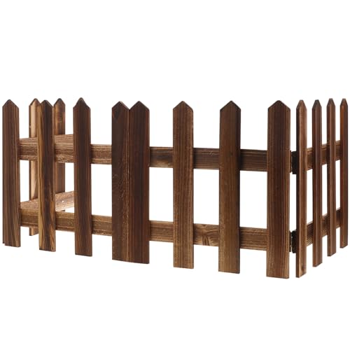 VICASKY Clôture en Bois Carbure Résistante 12 M X 30 CM pour Jardin Bordure Décorative de Parterres de Fleurs Clôture Paysagère Solide pour Extérieur et Pelouse