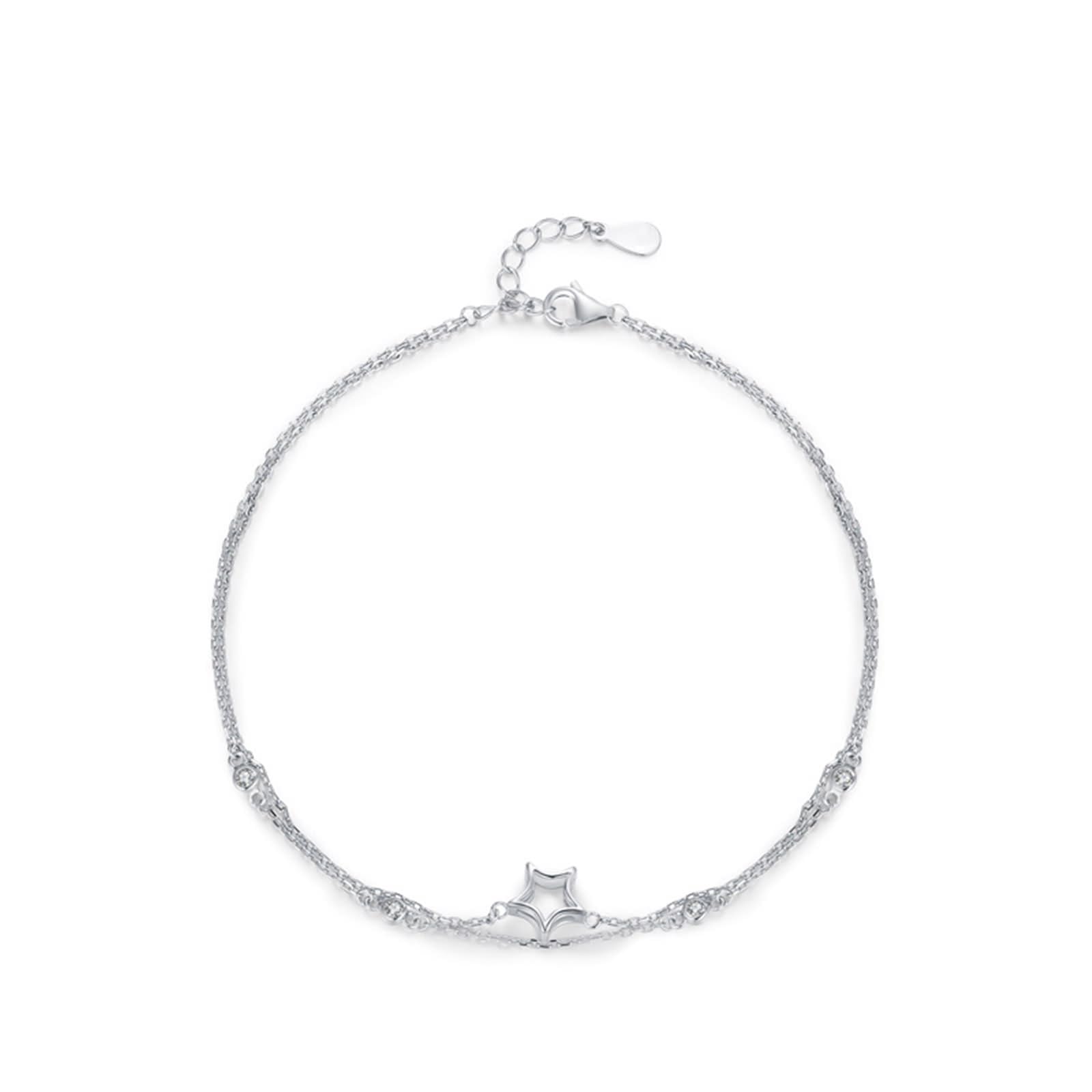 Pulseras de moda para mujer, pulseras de estrella de plata Pt950 y oro blanco, regalos únicos para mujer