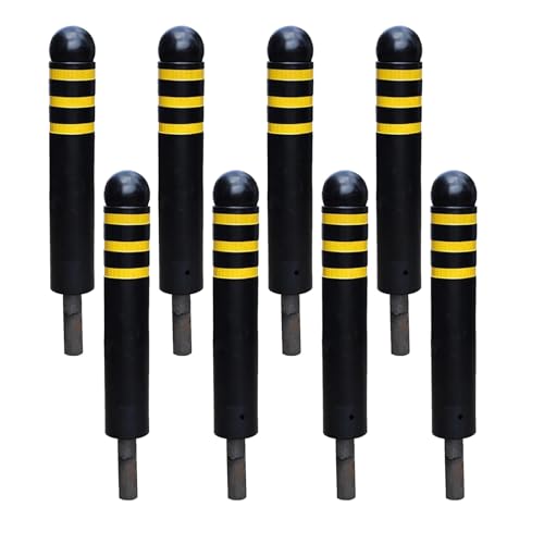 Snaweo 安全ボラードポスト、バリケード、駐車場ポール、反射ストリップ付き地面埋め込み式ボラードポスト、交通管制/車道バリア/駐車ボラード(80CM 8pcs)