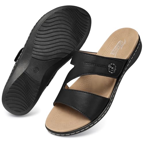 SHIBEVER Flat Sandals For Women Dressy: Comfortable Summer - Slip On Arch Support Flats Sandal2