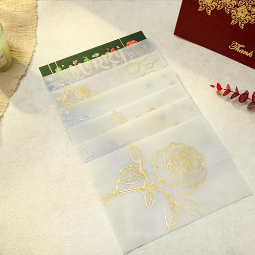 Rebehari 120 peças de jaquetas de velino pré-dobradas para cartões de convites de 12 x 17 cm, jaquet