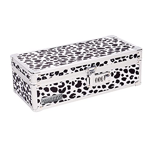 Vaultz Locking Medicine Storage Box with Combination Lock, 3.75 x 11.88 x 5.25 Inches, Black & White Leopard (VZ03966)