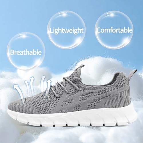Womens Running Shoes Lightweight Walking No Slip Sneakers Tennis Gym Breathable Sports Athletic Workout Casual Fashion Fitness Comfortable Shoes Light_Gray Size US 92