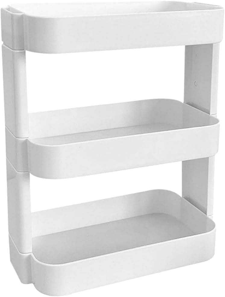 PRETYZOOM 3-Layer White Desktop Organizer for Makeup, Stationery, and Sundries - Multi-Functional Removable Storage Rack for Home, Office, and School Use