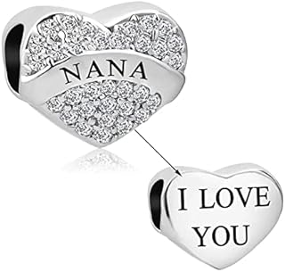 LSxAB Sparkling Clear Heart Love Charm for Mum Dad Daughter Wife Nana Sister Compatible with Pandora Charms Bracelets