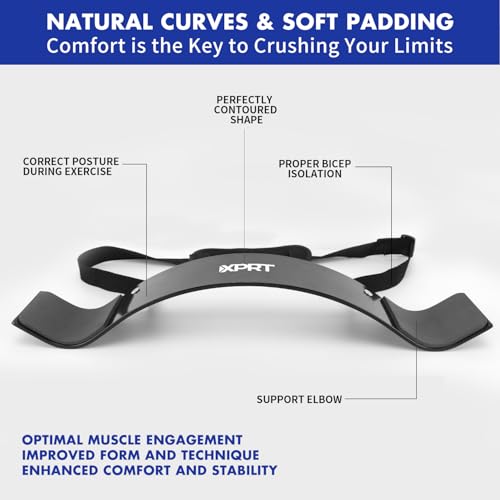 XPRT Fitness Arm Blaster - Aluminum Bicep Isolator for Bodybuilding, Weightlifting, and Muscle Growth - Padded Elbow Support with Contoured Design - Thumbnail 4